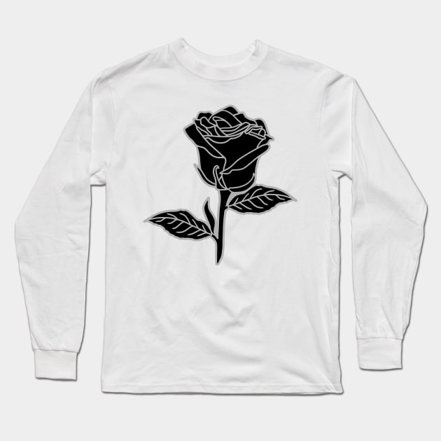 Black Rose Long Sleeve T-Shirt by Nerdpins